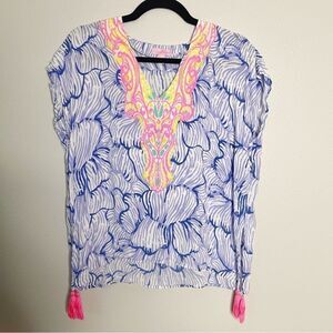 Lilly Pulitzer Sydney Caftan Top Lilly's Lilac House of Nemo Size XXS XS